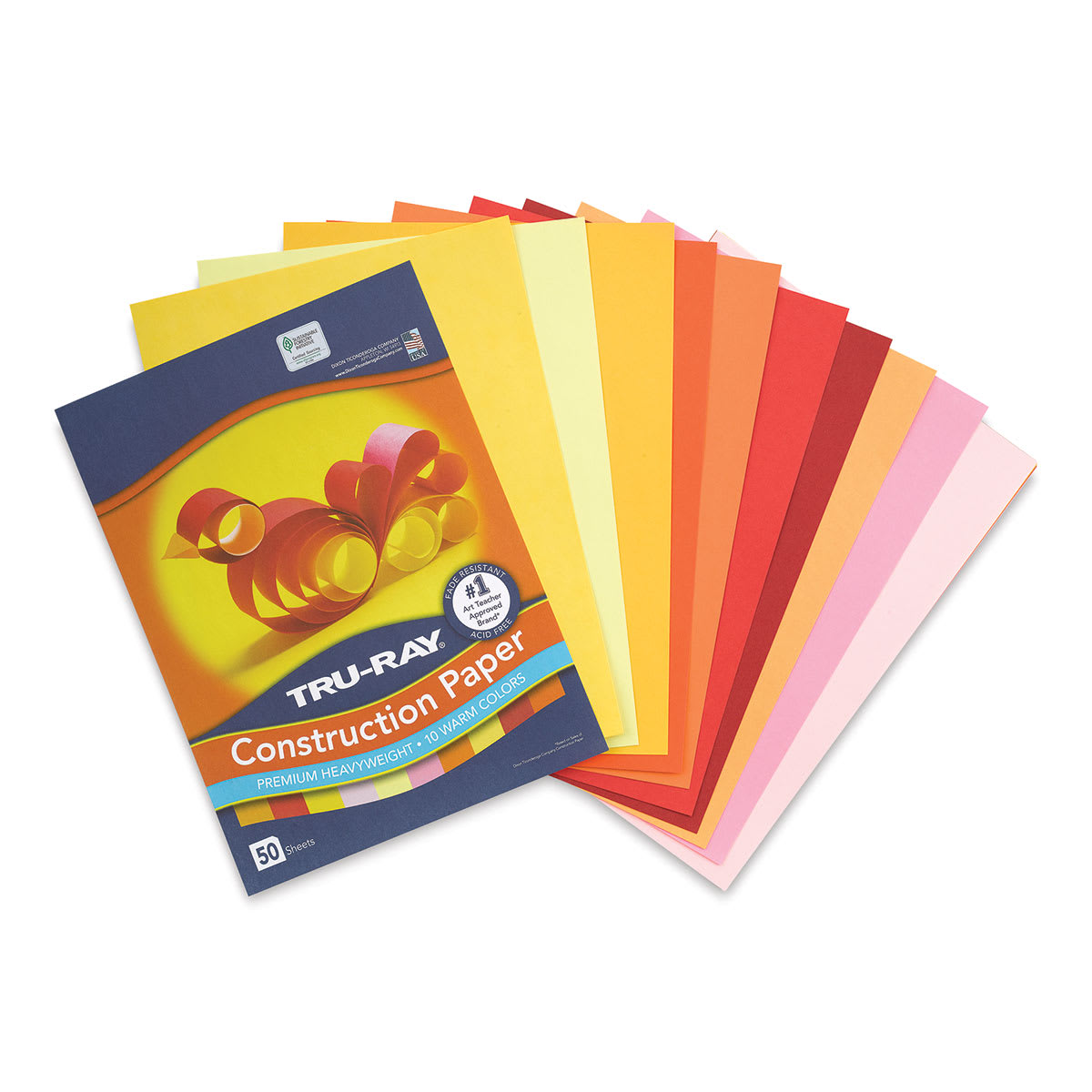 Pacon Tru-Ray Construction Paper - 9" x 12", Assorted Warm Colors, 50 Sheets (cover sheet and colored paper)