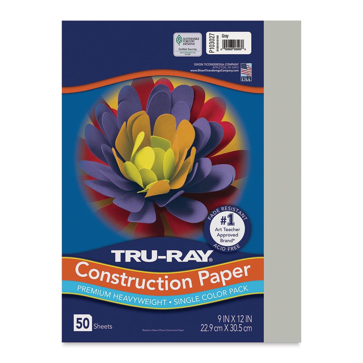 Pacon Tru-Ray Construction Paper - 9" x 12", Gray, 50 Sheets