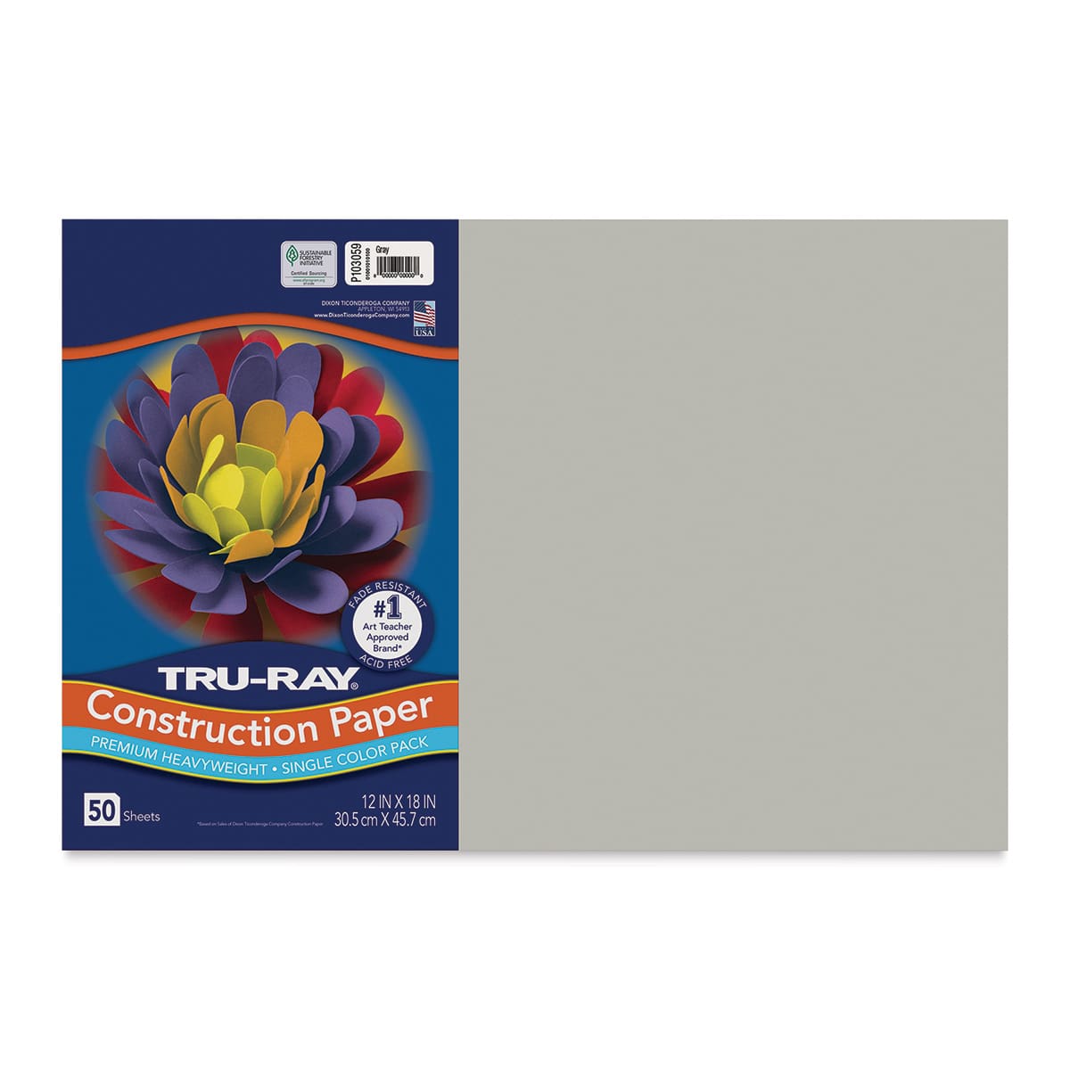 Pacon Tru-Ray Construction Paper - 12" x 18", Gray, 50 Sheets Pacon Tru-Ray Construction Paper - 12" x 18", Gray, 50 Sheets