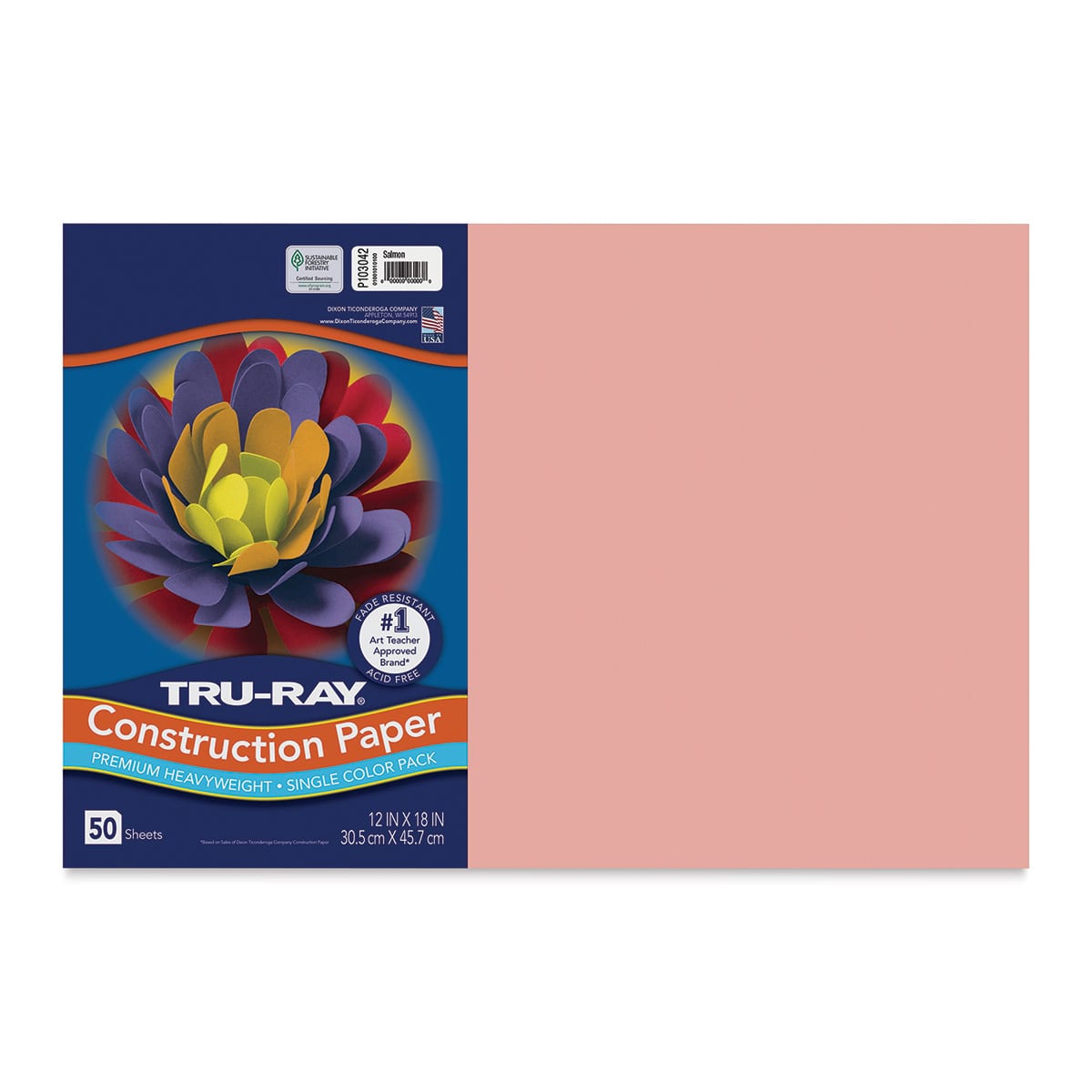 Pacon Tru-Ray Construction Paper - 12" x 18", Salmon, 50 Sheets