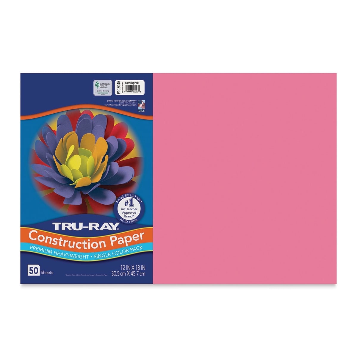 Pacon Tru-Ray Construction Paper - 12" x 18", Shocking Pink, 50 Sheets Pacon Tru-Ray Construction Paper - 12" x 18", Shocking Pink, 50 Sheets
