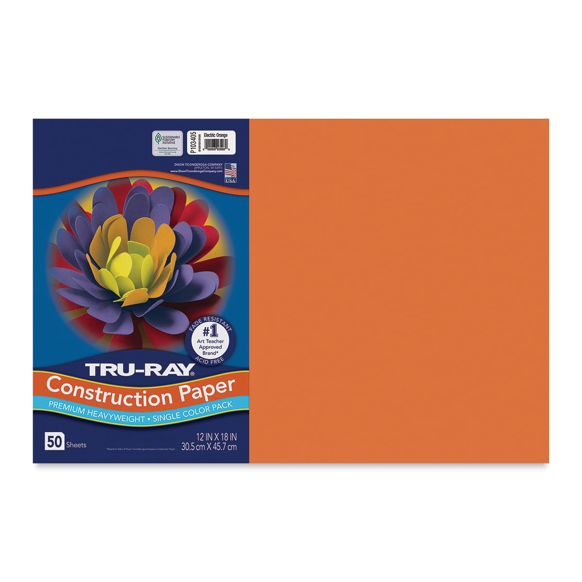 Pacon Tru-Ray Construction Paper - 12" x 18", Electric Orange, 50 Sheets Pacon Tru-Ray Construction Paper - 12" x 18", Electric Orange, 50 Sheets