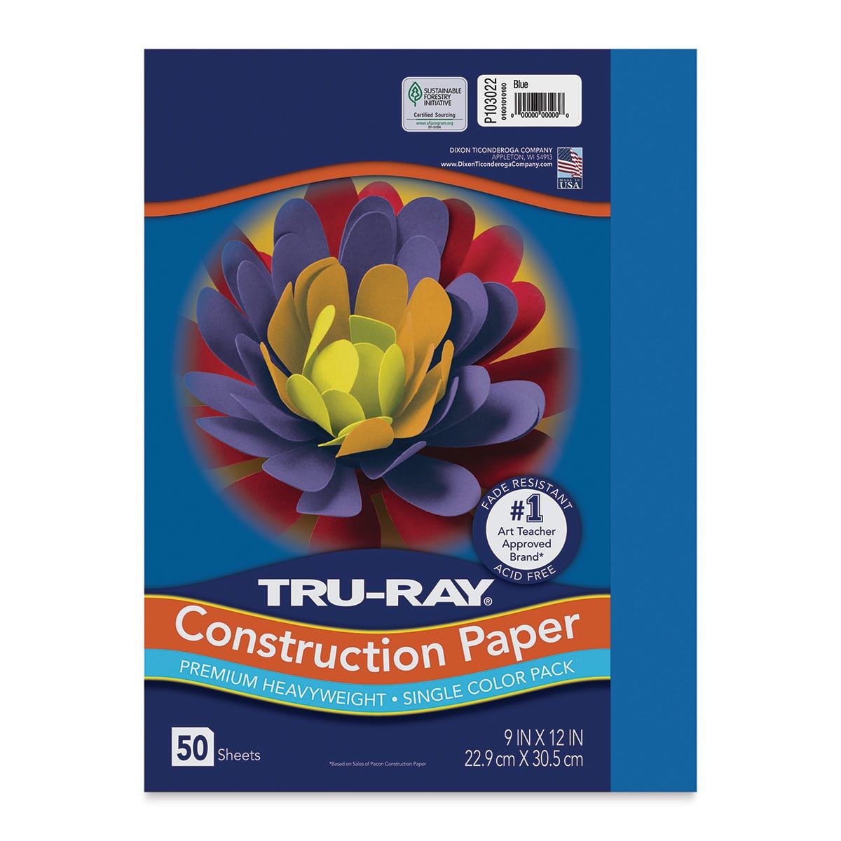 Pacon Tru-Ray Construction Paper - 9" x 12", Blue, 50 Sheets