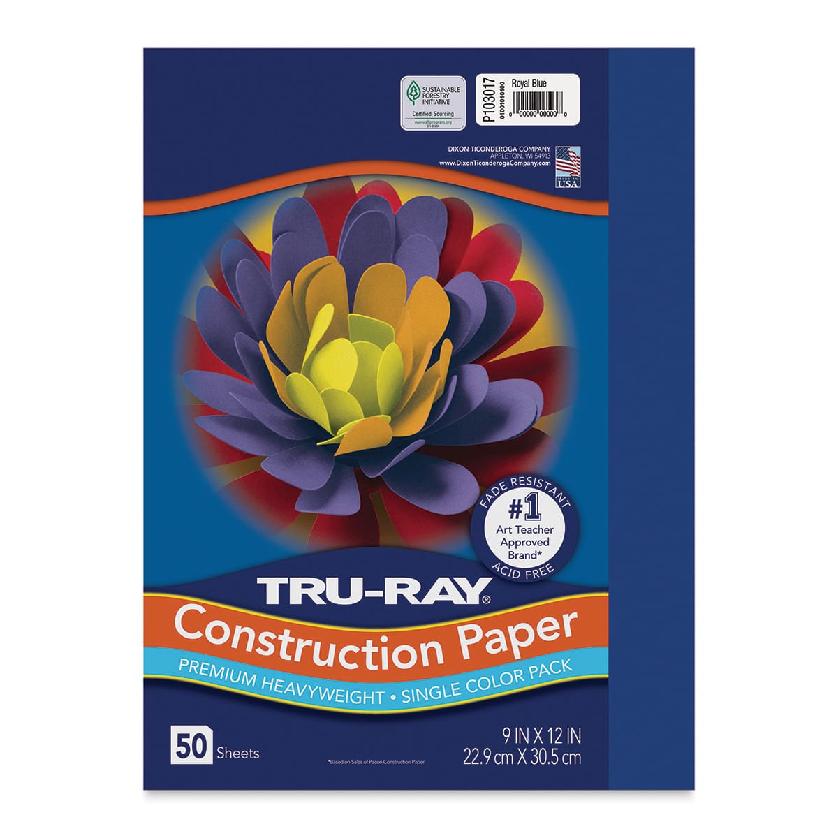 Pacon Tru-Ray Construction Paper - 9" x 12", Royal Blue, 50 Sheets