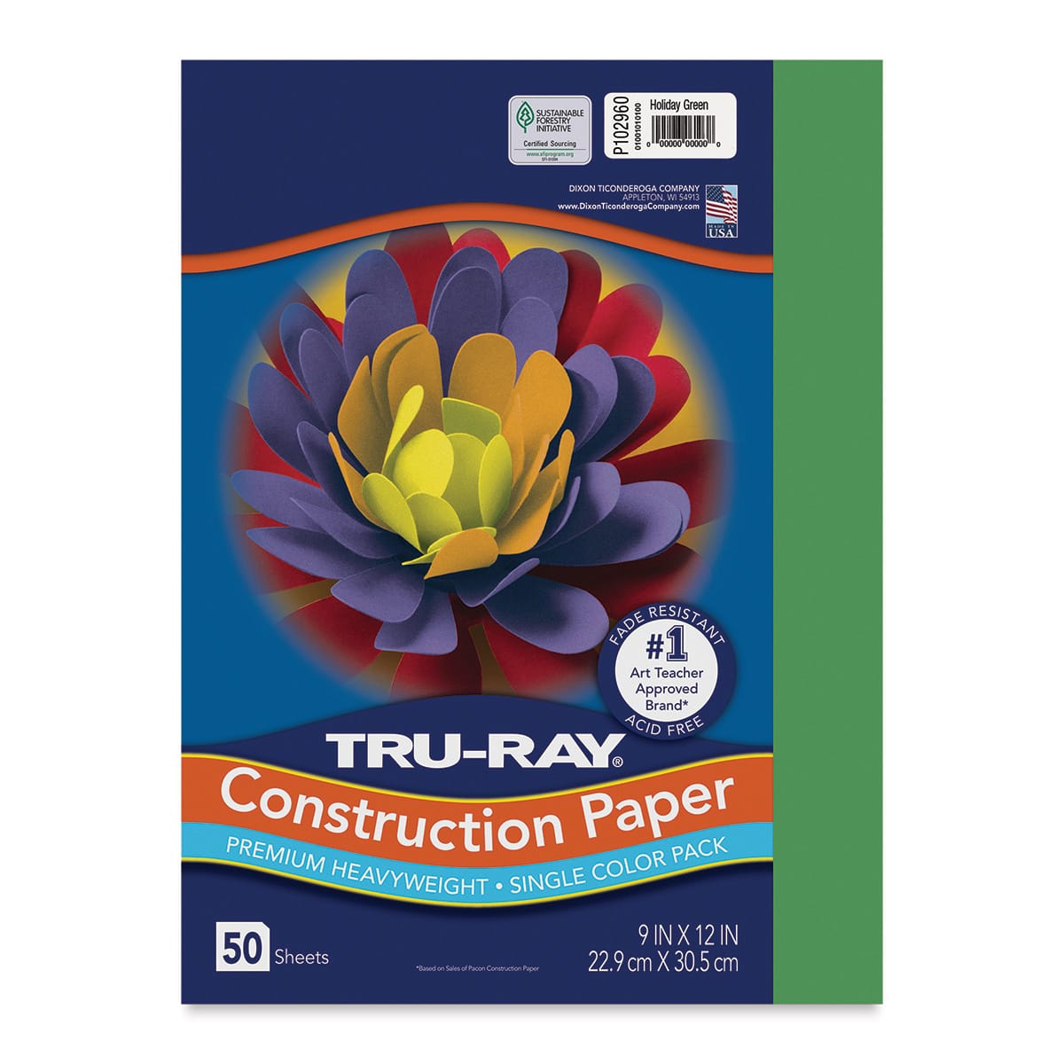 Pacon Tru-Ray Construction Paper - 9" x 12", Holiday Green, 50 Sheets Pacon Tru-Ray Construction Paper - 9" x 12", Holiday Green, 50 Sheets
