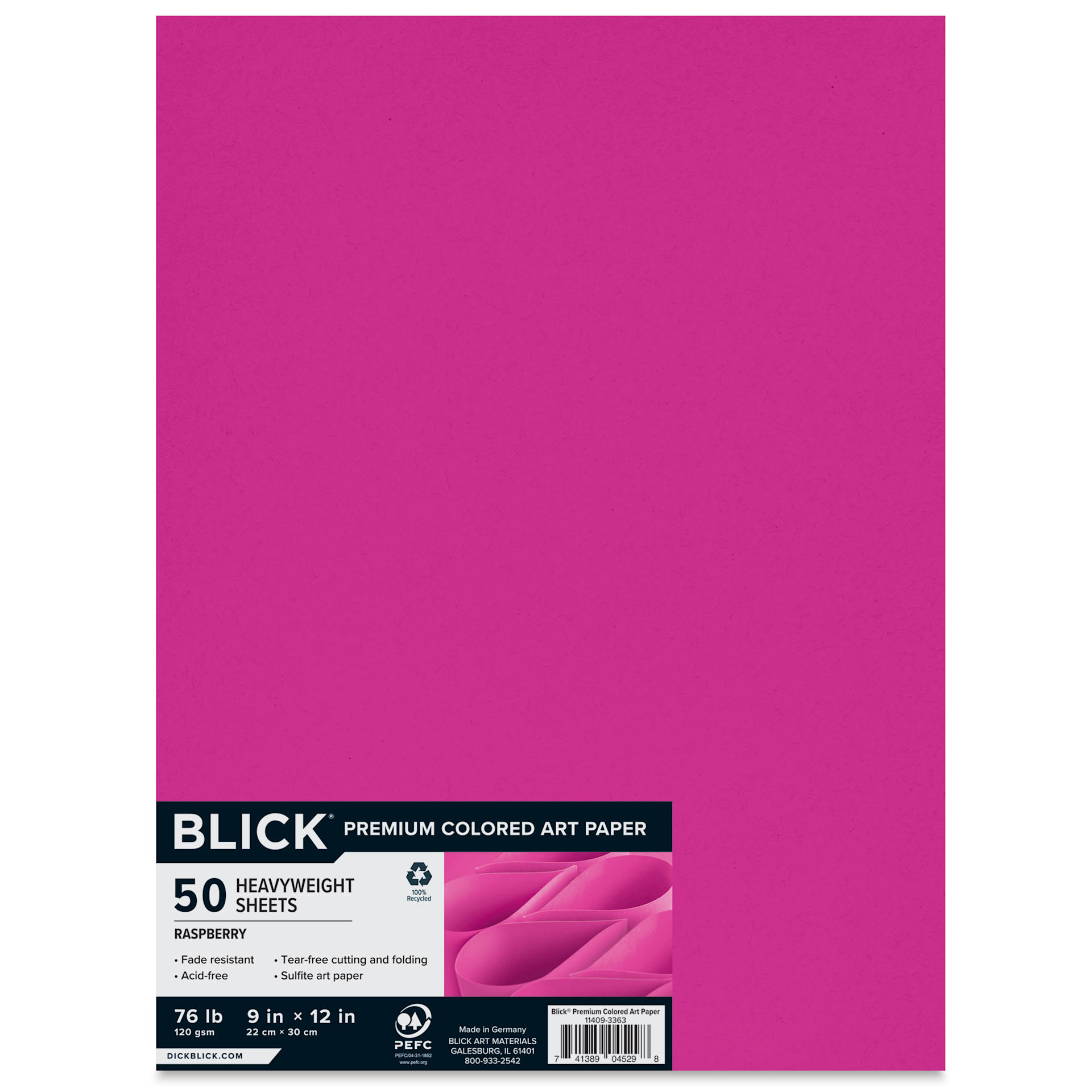 Blick Premium Colored Art Paper - 9" x 12", Raspberry, 50 Sheets