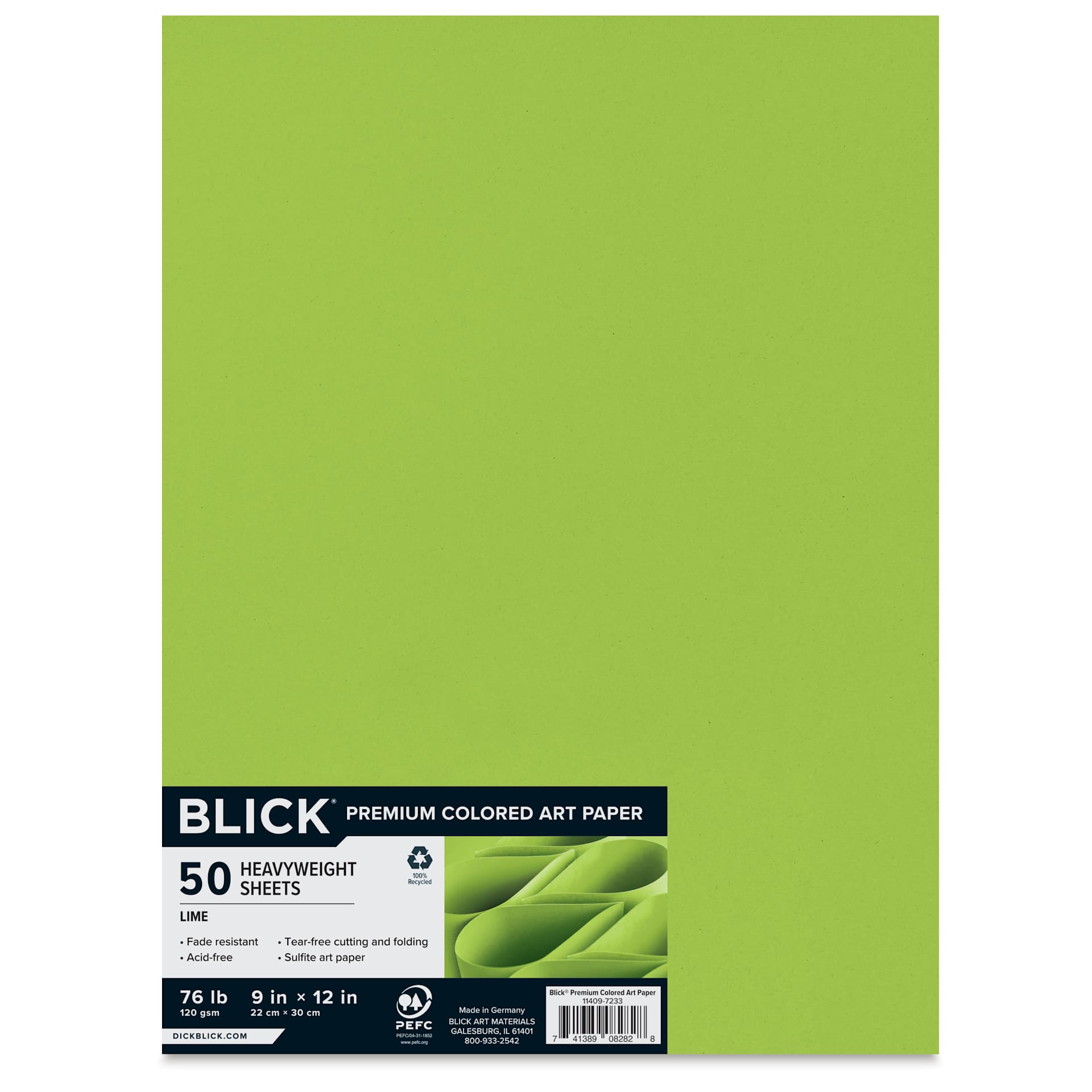 Blick Premium Colored Art Paper - 9" x 12", Lime, 50 Sheets