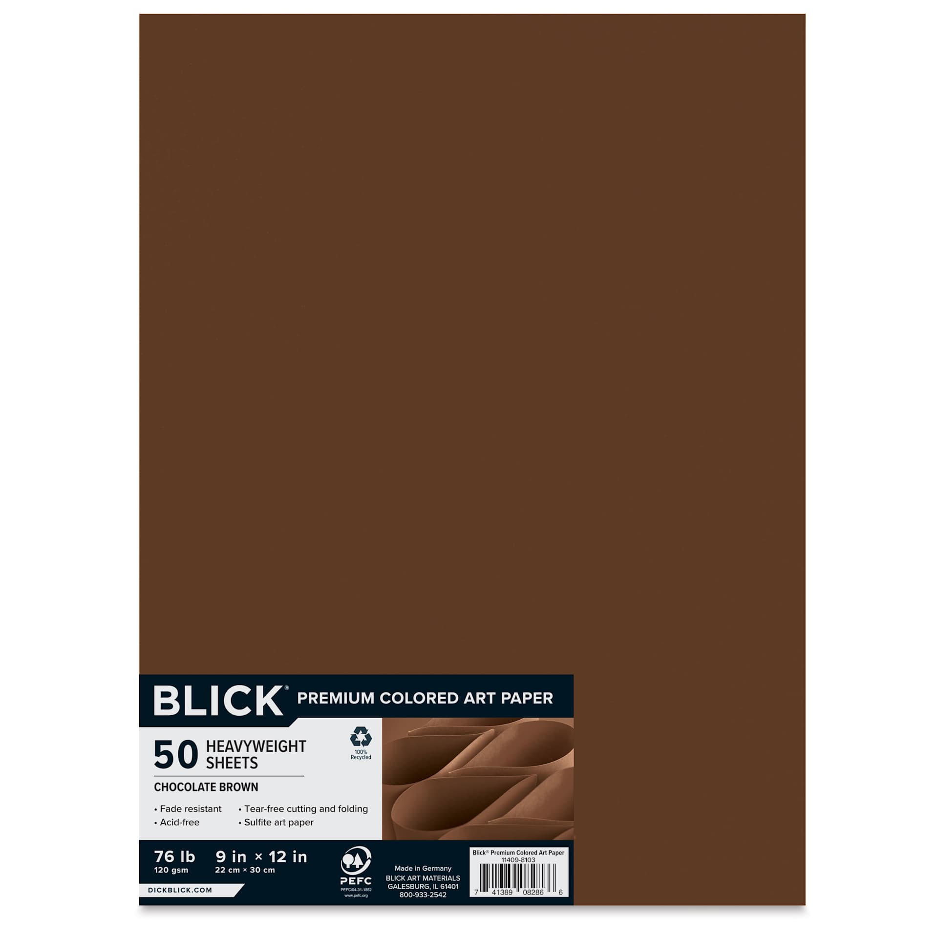 Blick Premium Colored Art Paper - 9" x 12", Chocolate Brown, 50 Sheets, front