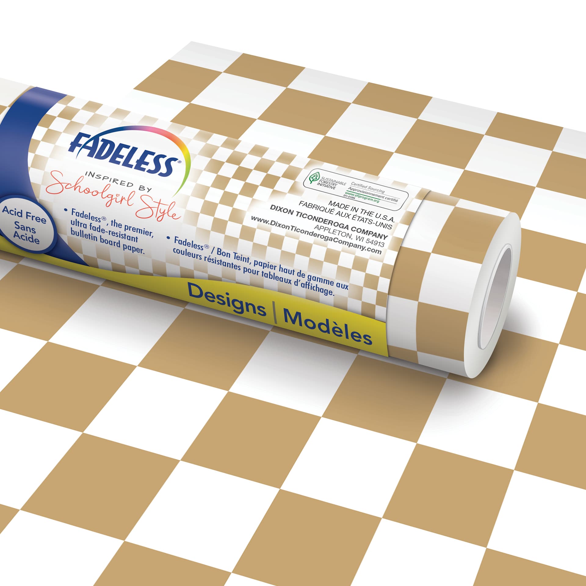 Fadeless Schoolgirl Style Bulletin Paper - Sweater Weather, 47-1/4" x 50' Roll in packaging