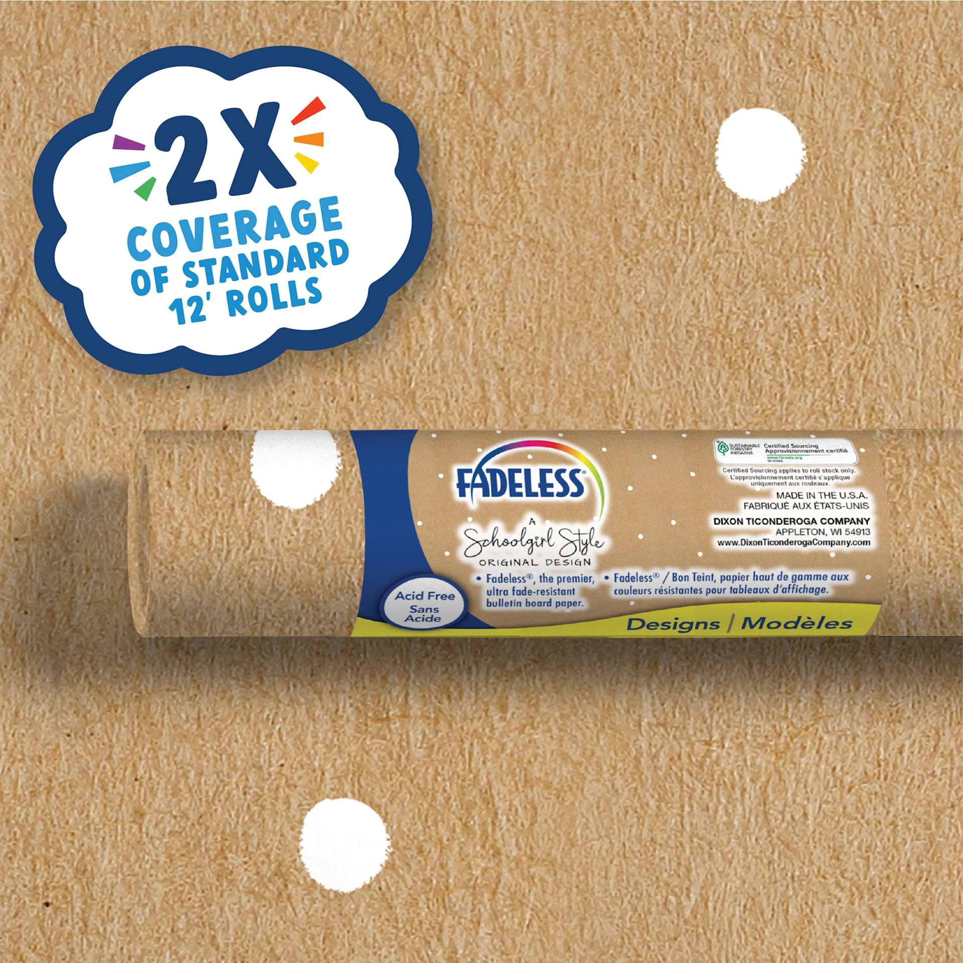 Fadeless Schoolgirl Style Bulletin Paper - Banner Backdrop, 47-1/4" x 25' Roll, roll in packaging