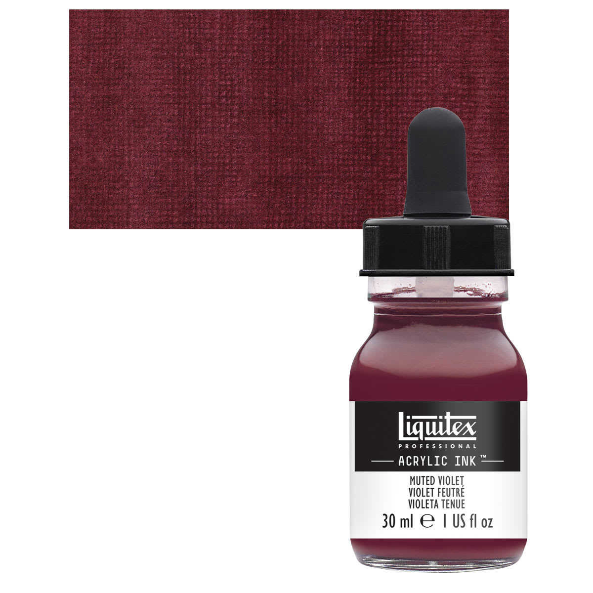 Liquitex Professional Acrylic Ink - Muted Violet bottle and swatch