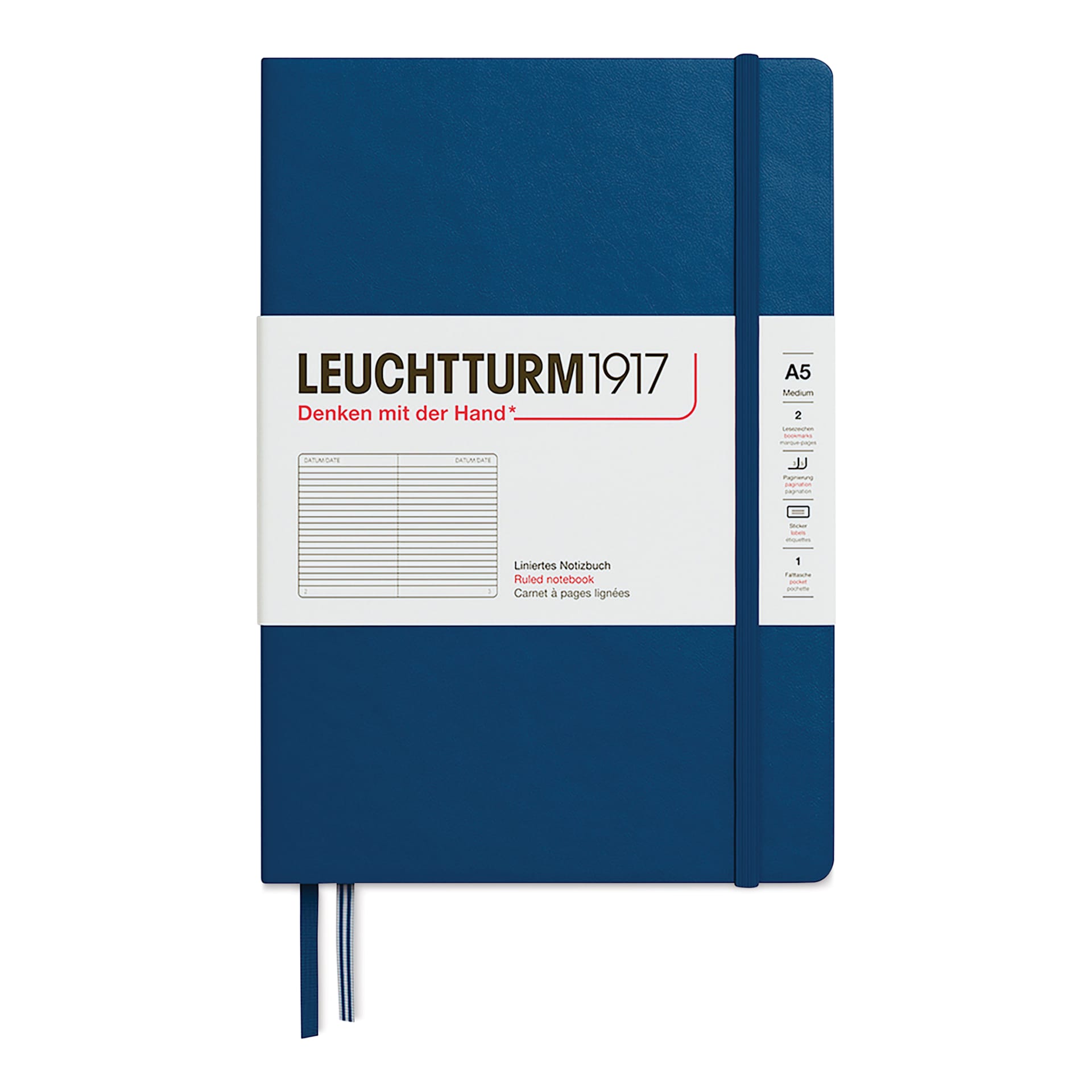 Leuchtturm1917 Ruled Hardbound Notebook - Indigo, 5-3/4" x 8-1/4"