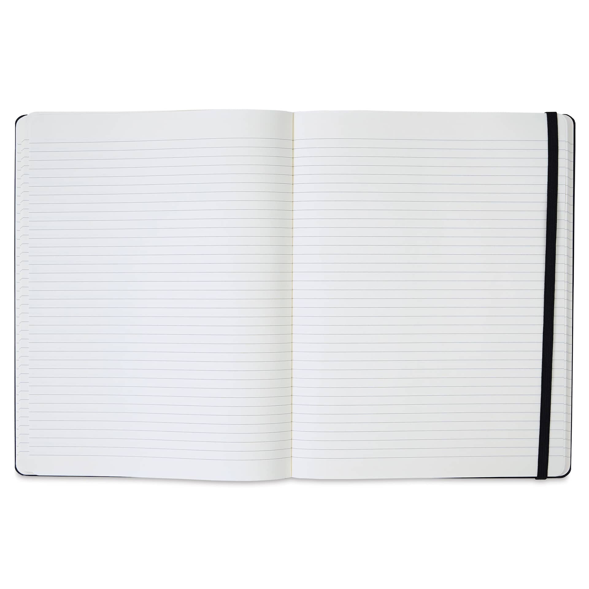Moleskine Classic Hardcover Notebook - Black, Ruled, 9-3/4" x 7-1/2" (open to show paper)