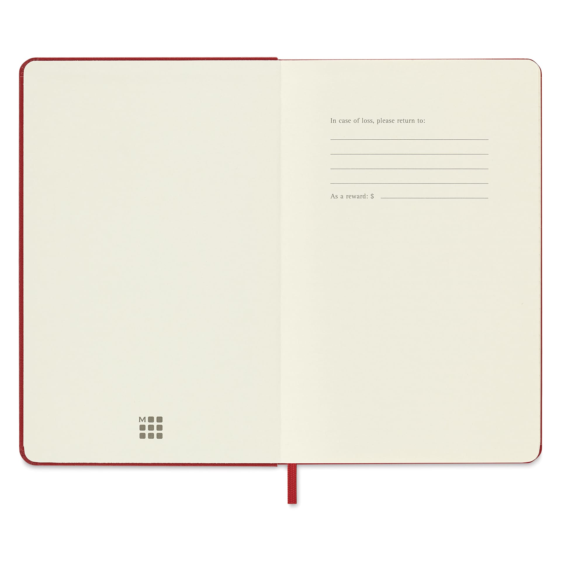 Moleskine Classic Hardcover Notebook - Scarlet Red, Ruled, 4-1/2" x 6-7/8", inside cover