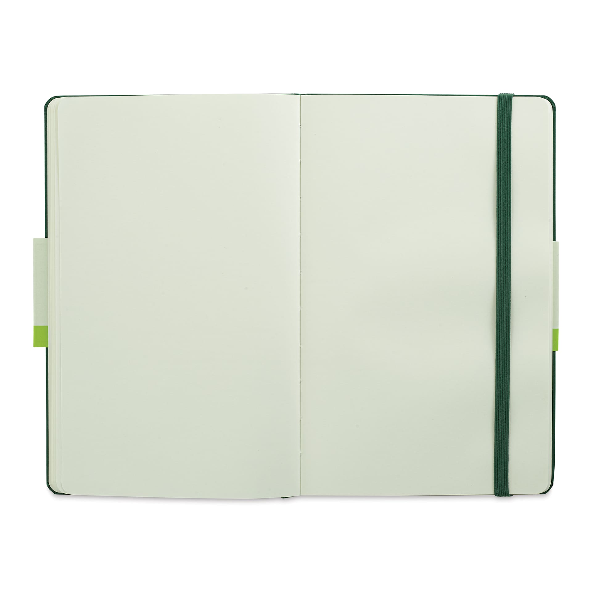 Moleskine Classic Hardcover Notebook - Myrtle Green, Blank, 8-1/4" x 5" (open)