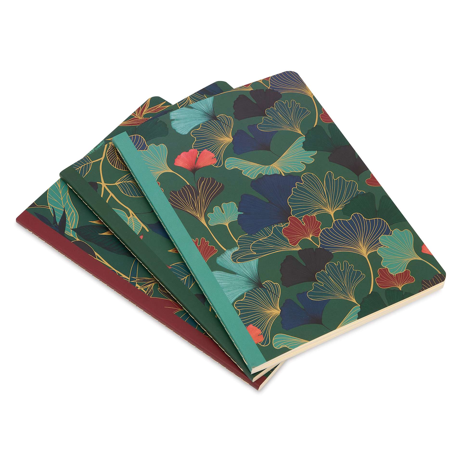 Clairefontaine Gaia Blue Notebooks Set, fanned out on top of each other