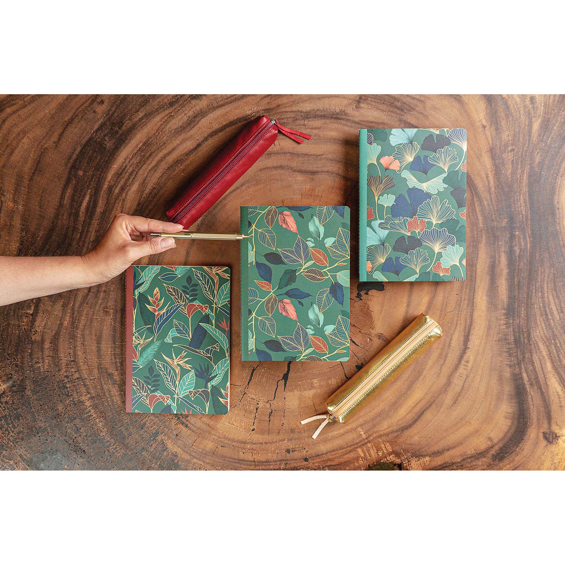 Clairefontaine Gaia Blue Notebooks Set, on desk
