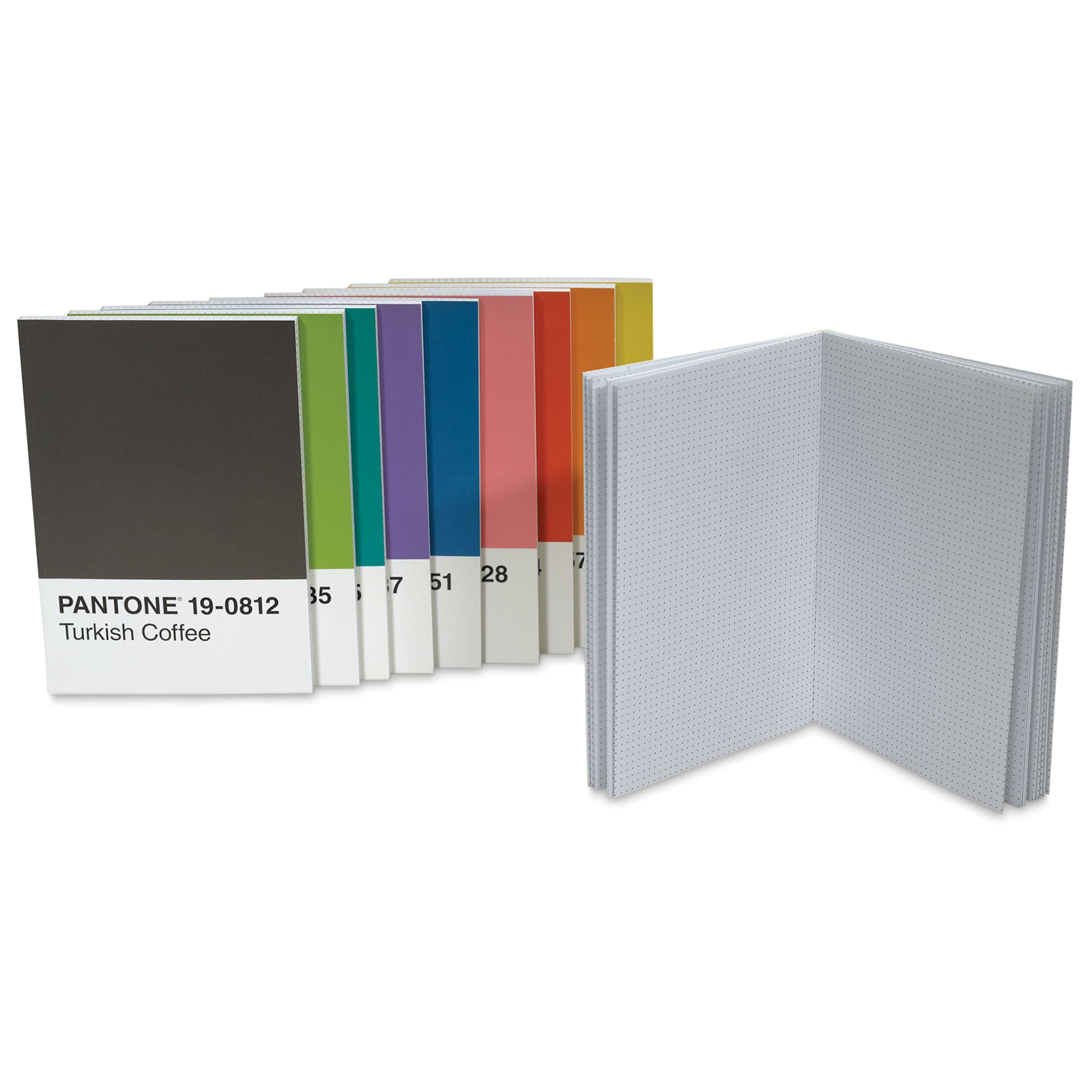 Pantone 10 Notebooks Set, one notebook open