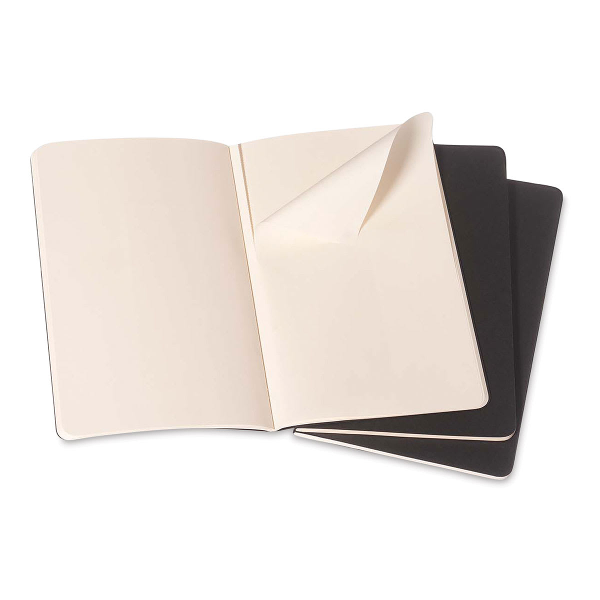 Moleskine Cahier Journals - 8-1/4'' x 5'', Blank, Black, Pkg of 3 (showing perforated sheet)