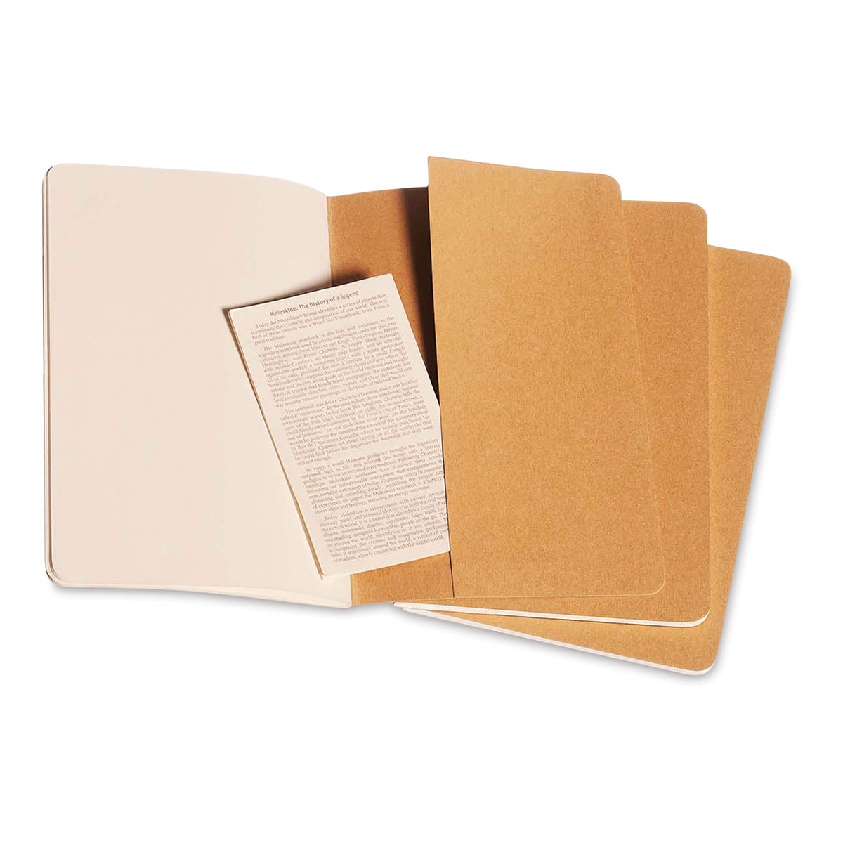 Moleskine Cahier Journals - 8-1/4'' x 5'', Blank, Kraft, Pkg of 3 (showing pocket) Moleskine Cahier Journals - 8-1/4'' x 5'', Blank, Kraft, Pkg of 3 (showing pocket)