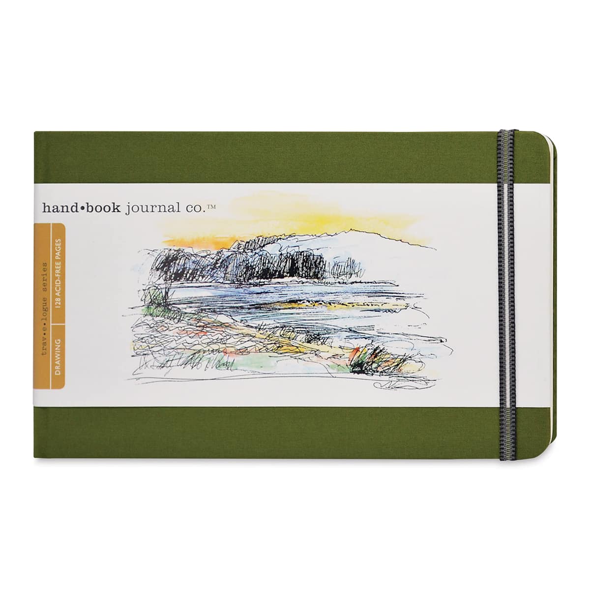 Hand Book Artist Journal - 5-1/2" x 8 1/4", Cadmium Green, Landscape, 128 Pages