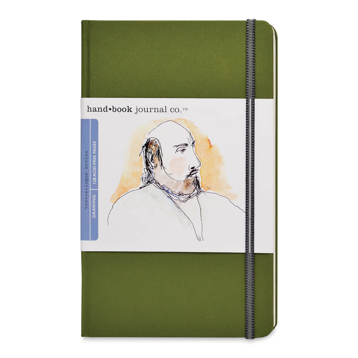 Hand Book Artist Journal - 8 1/4"x 5-1/2", Cadmium Green, Portrait, 128 Pages