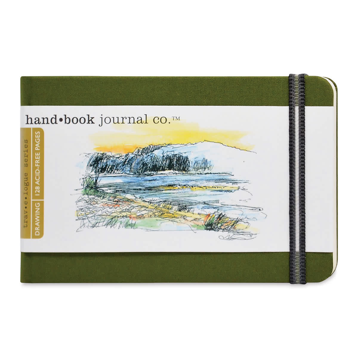 Hand Book Artist Journal - 3-1/2" x 5 1/2", Cadmium Green, Landscape, 128 Pages