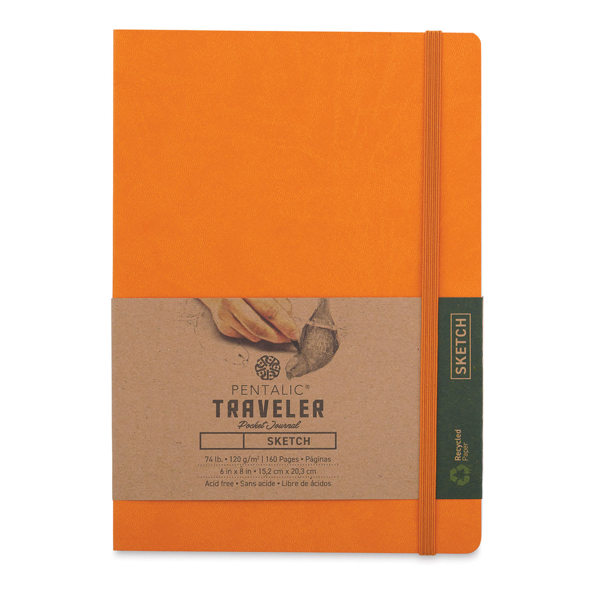 Pentalic Recycled Traveler's Sketchbook - 8-1/4" x 5-7/8", Orange