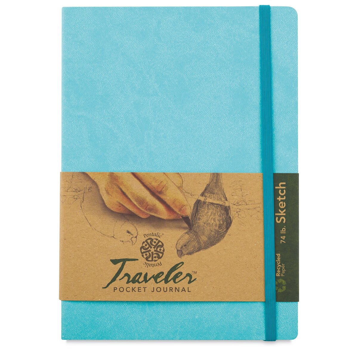 Pentalic Recycled Traveler's Sketchbook - 8-1/4" x 5-7/8", Turquoise