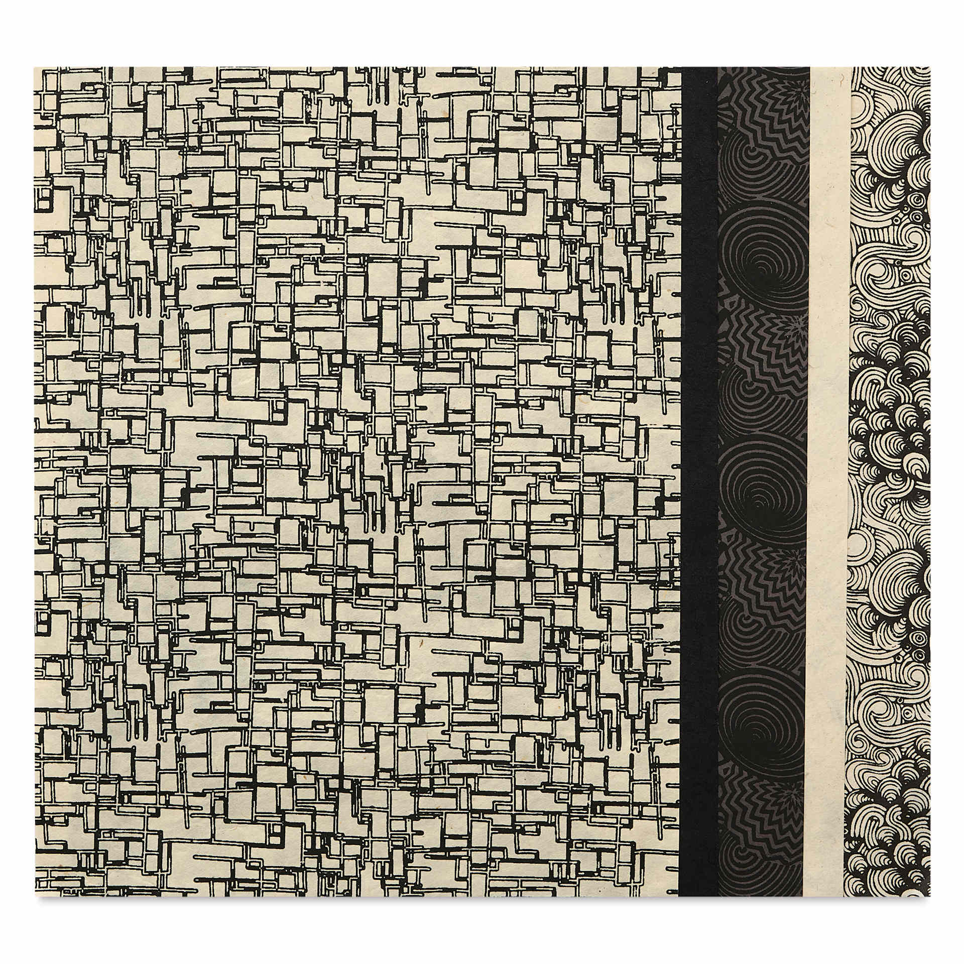 Aitoh Decorative Lokta Paper Pack - Black and White, 8-1/2" x 11", Pkg of 5
