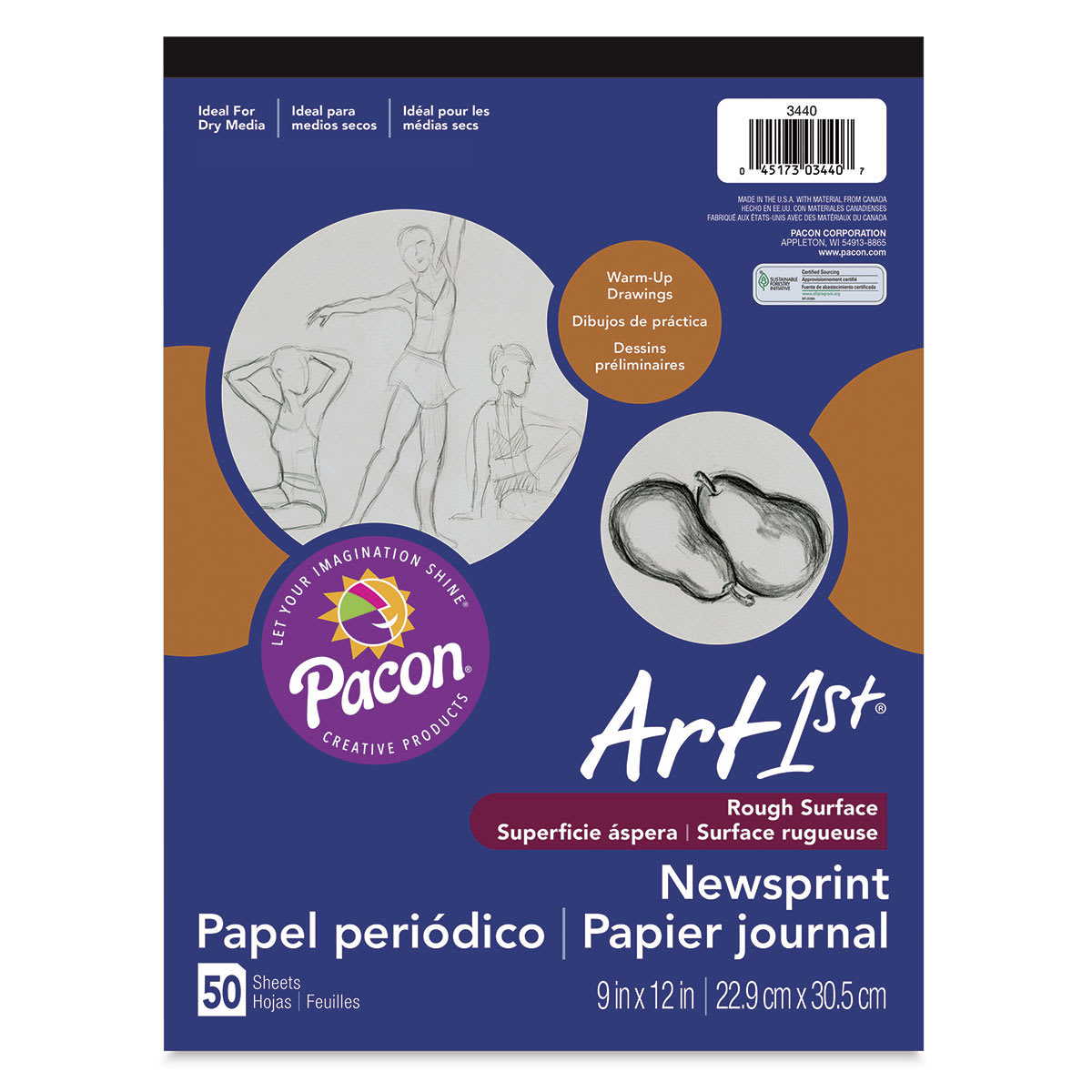 Pacon ART1st Newsprint Pad - Top view of front cover 
