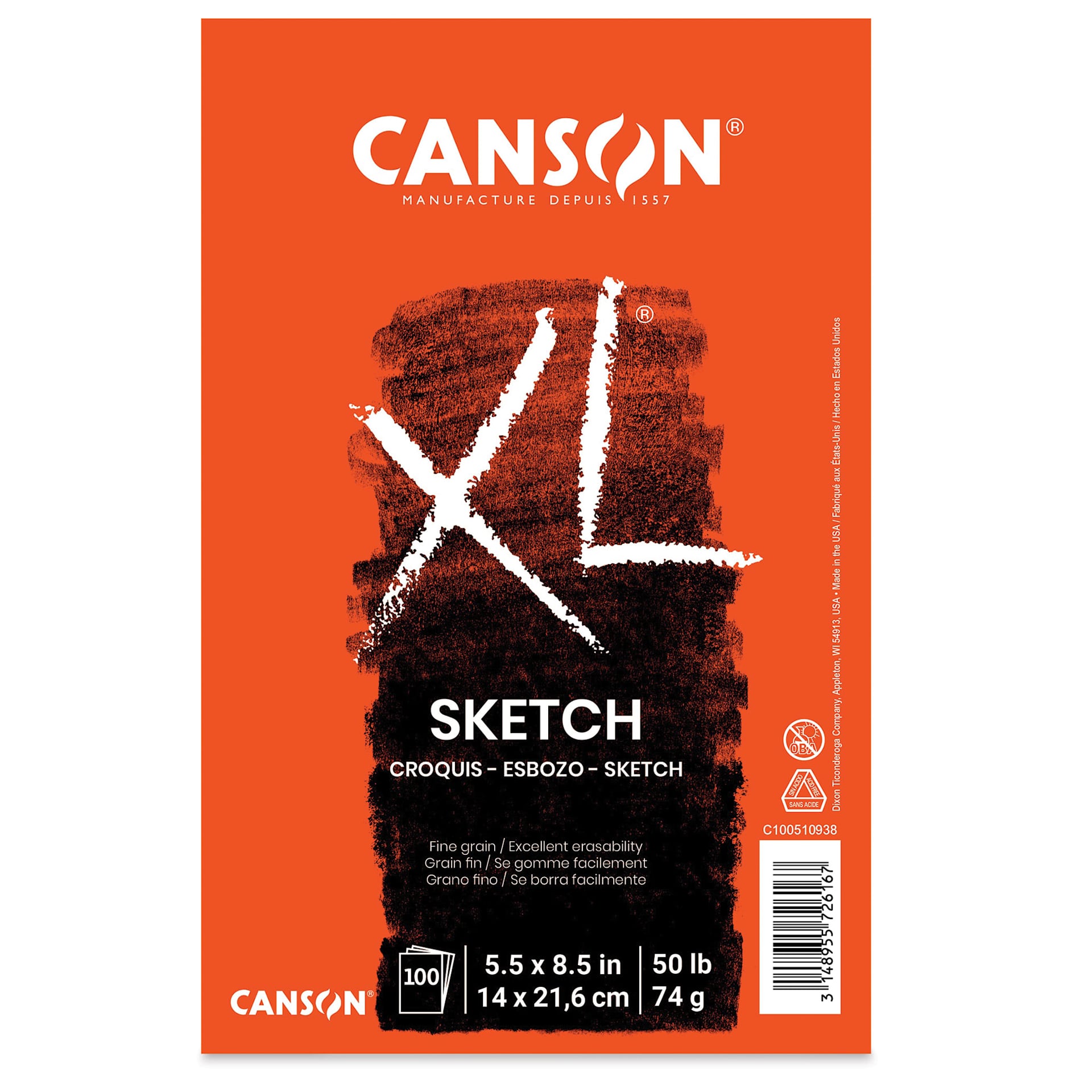 Canson XL Sketch Pad - 5-1/2" x 8-1/2", Euro Fold, 100 Sheets Canson XL Sketch Pad - 5-1/2" x 8-1/2", Euro Fold, 100 Sheets