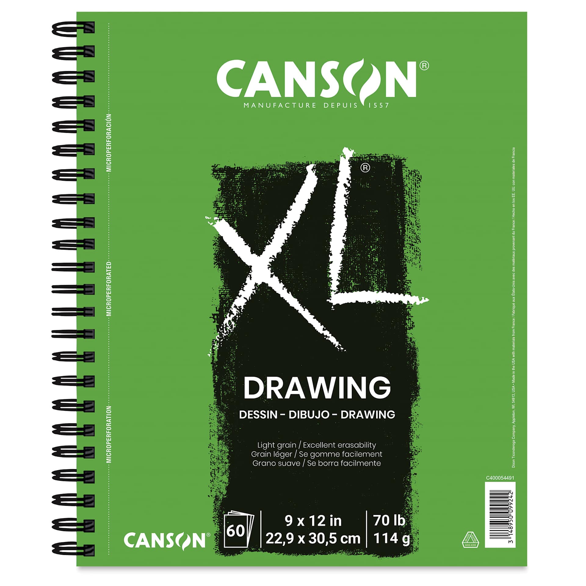Canson XL Drawing Pad - 12" x 9", Wirebound Side, 60 Sheets
