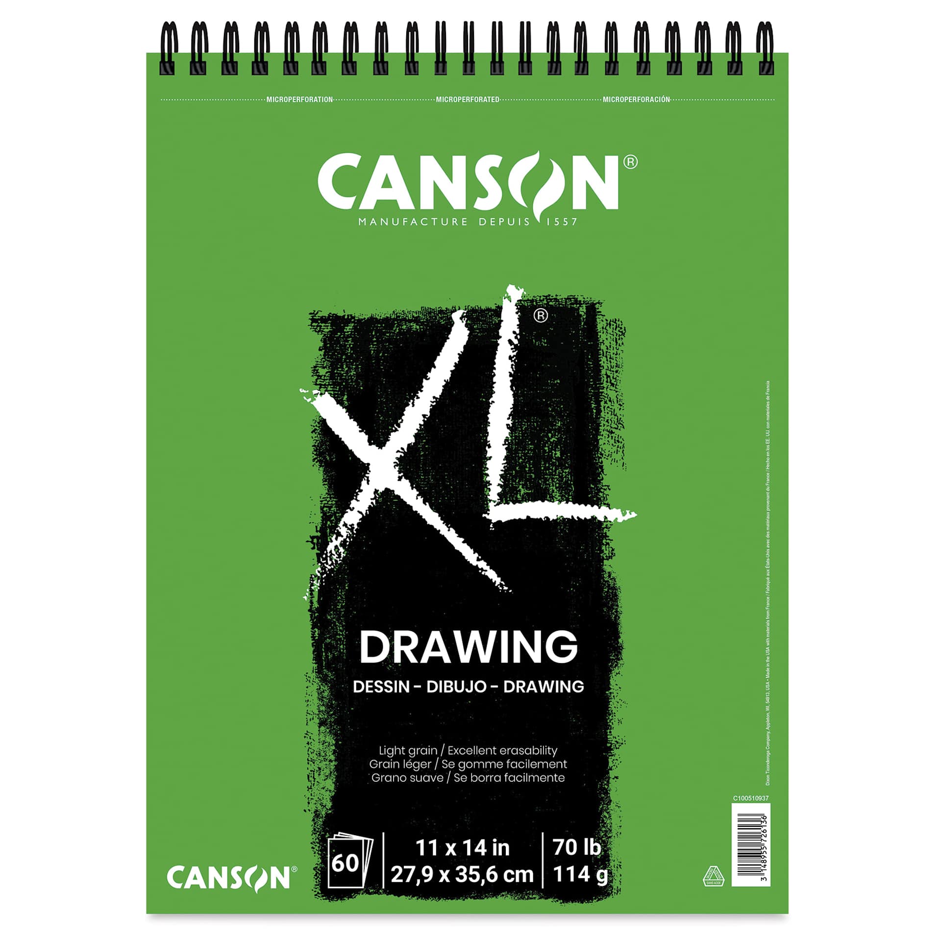 Canson XL Drawing Pad - 70 lb, Wirebound Top, 60 Sheets, 11" x 14"