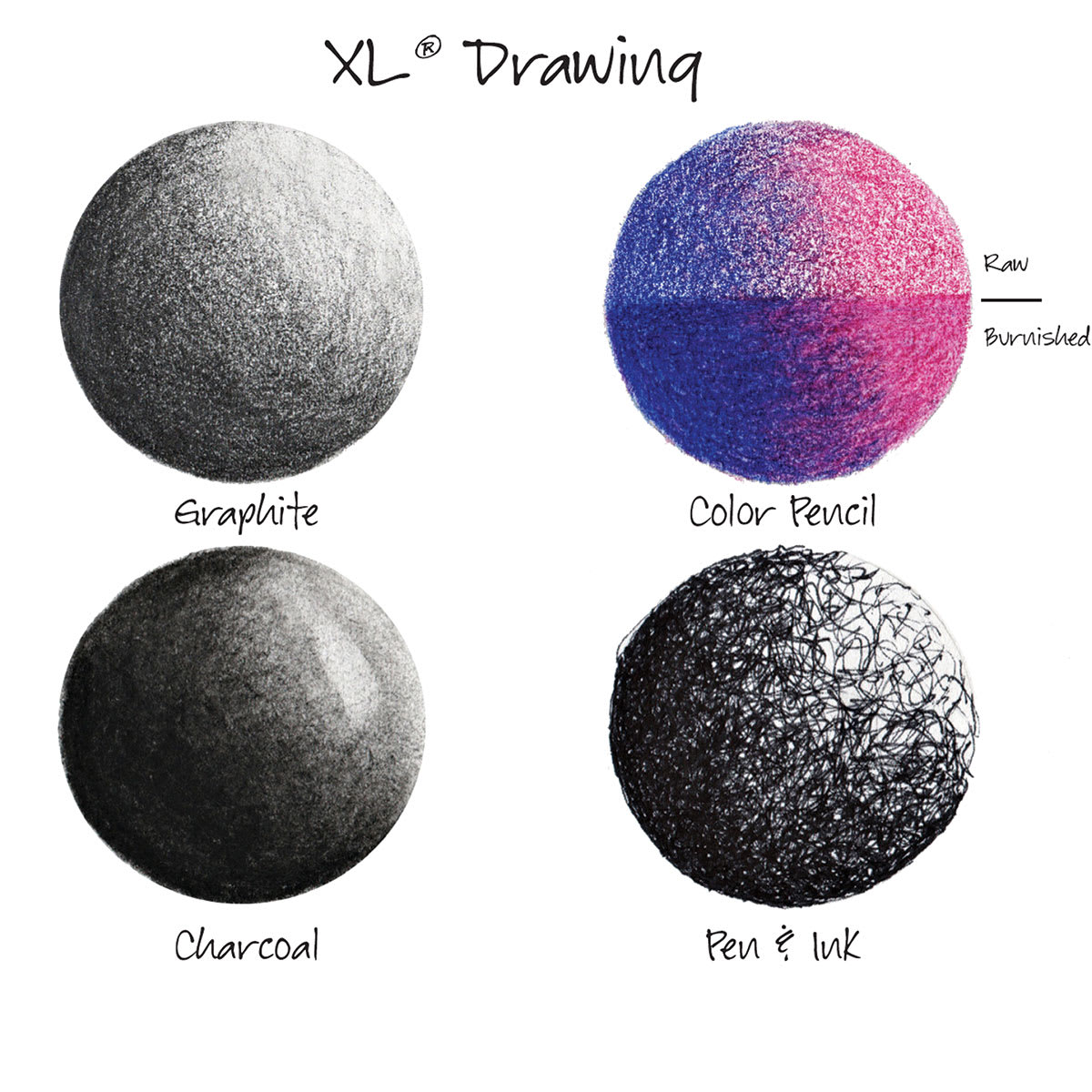 Canson XL Drawing Pads - Drawing showing effects of various media on paper Canson XL Drawing Pads - Drawing showing effects of various media on paper