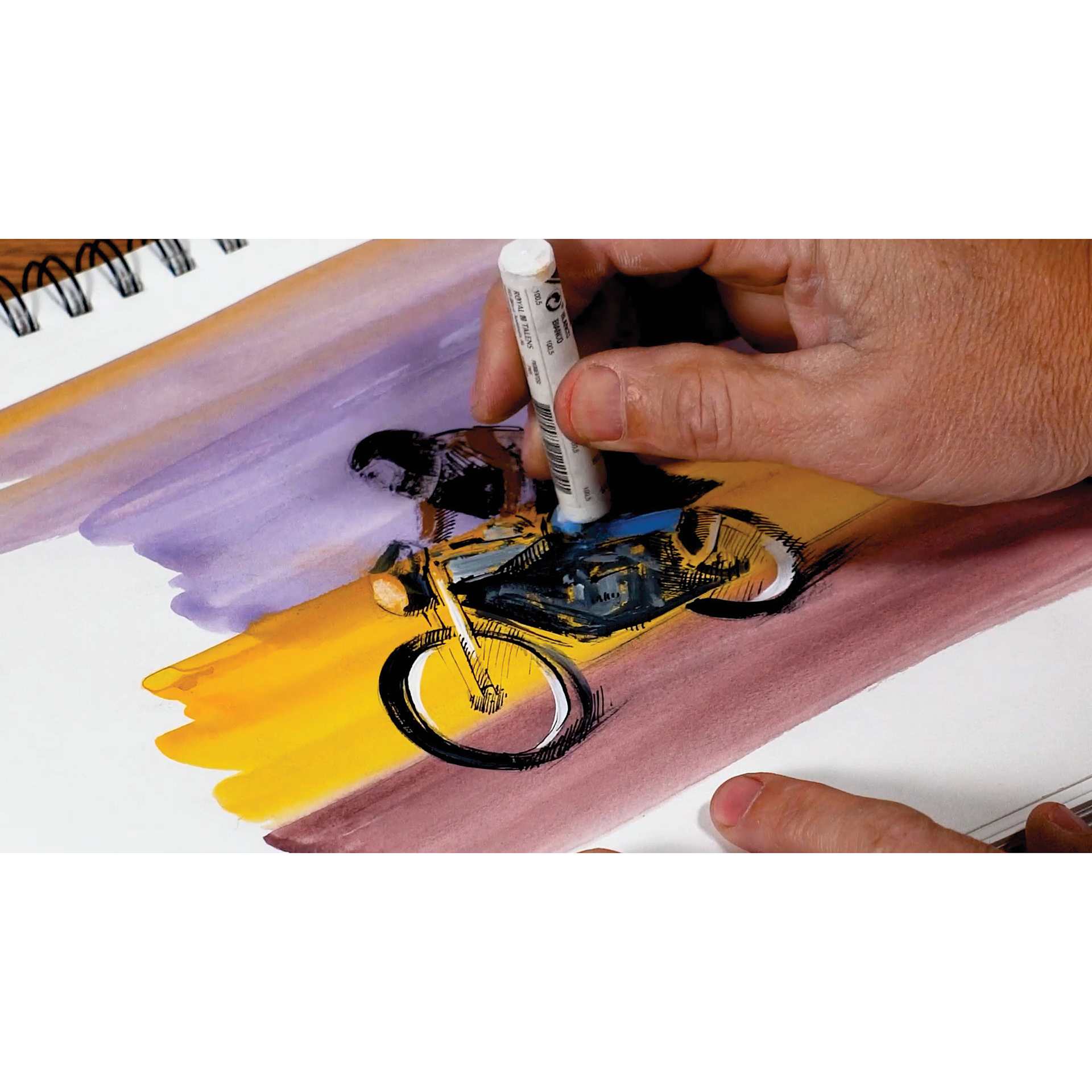 Canson XL Mixed Media Wirebound Pad, motorbike painting