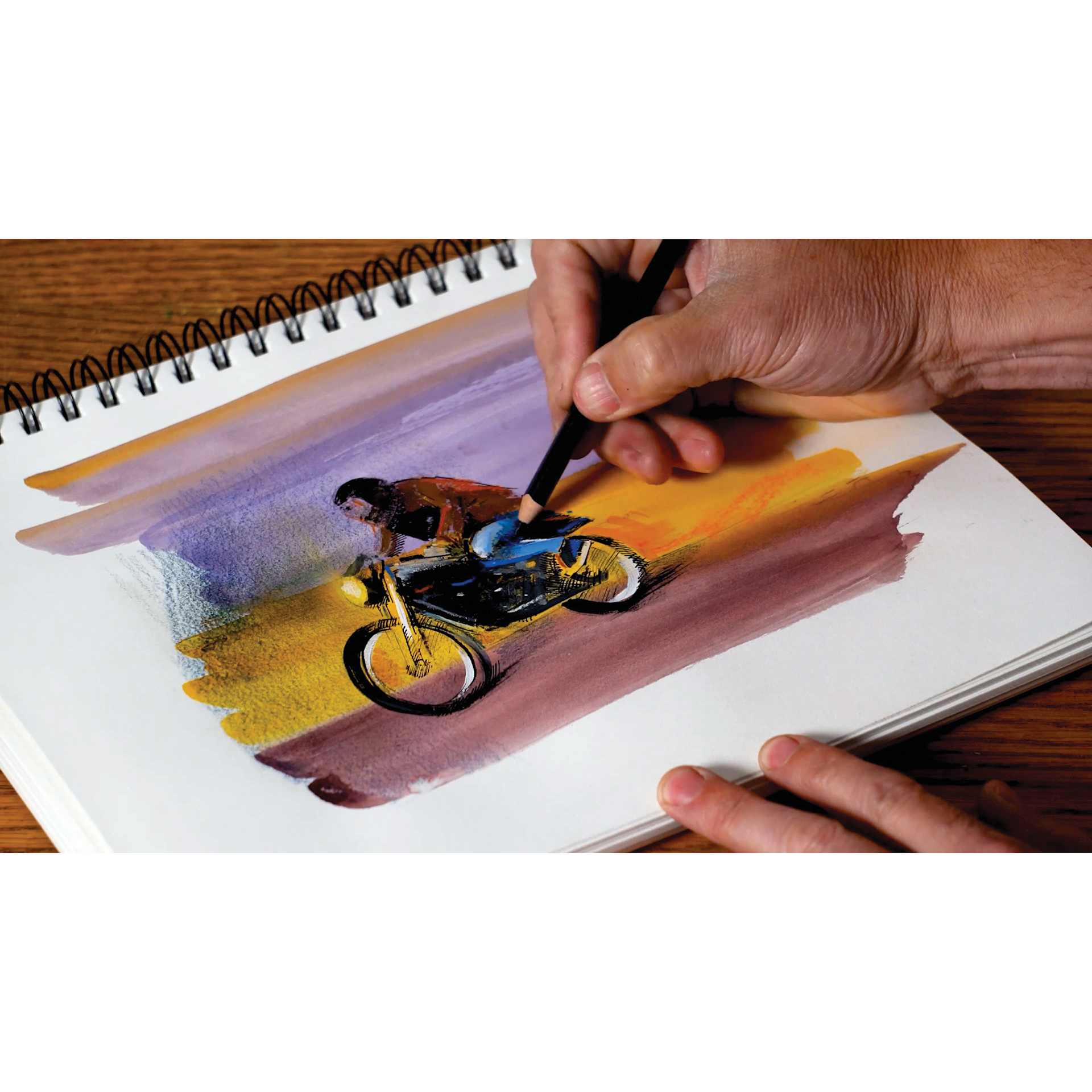 Canson XL Mixed Media Wirebound Pad, motorbike mixed media painting