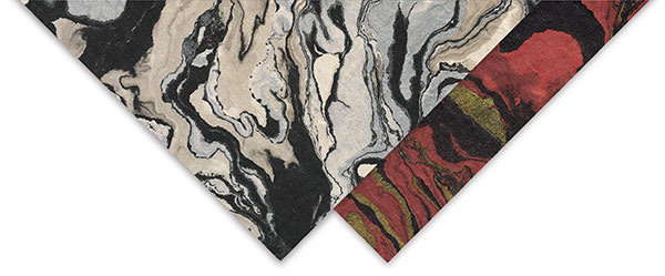 Nepalese Marbled Lokta Papers - Closeup of Corners of two Colors to show detail