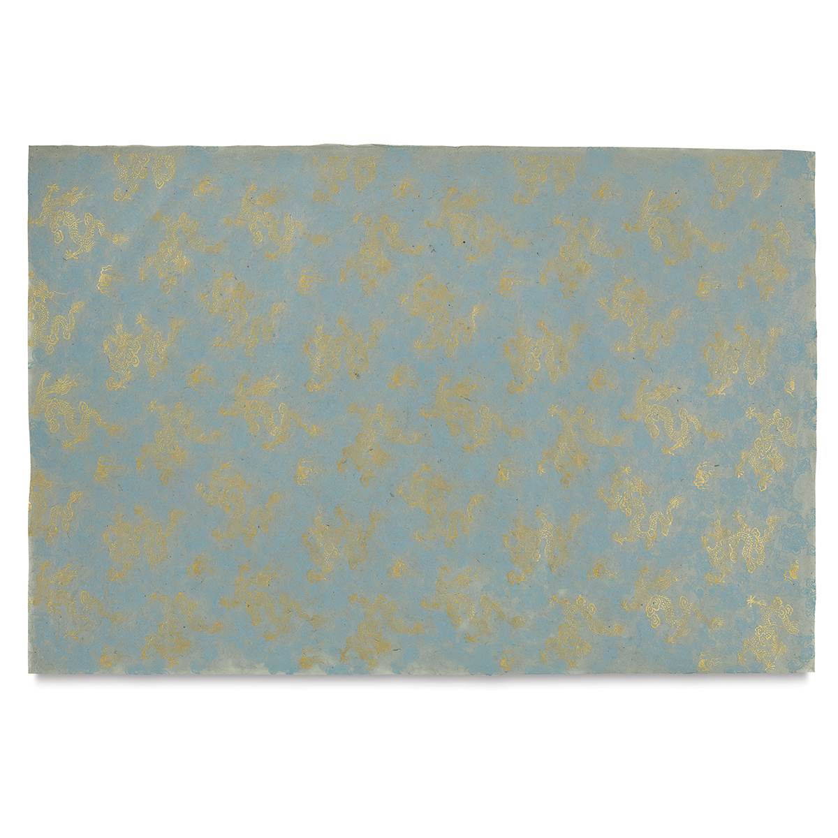 Screenprinted Nepalese Lokta Paper - Full sheet of Gold Dragon on Celadon paper
