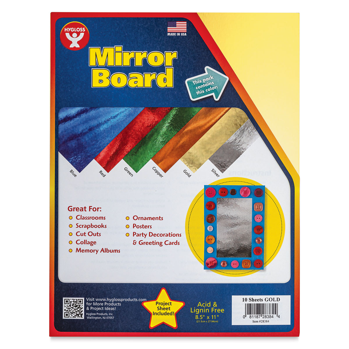 Mirror Boards - 8-1/2" x 11", Gold, 10 Sheets