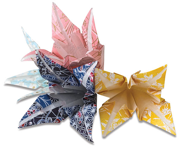 Yasutomo Yuzen Origami Papers - 4 Paper Lilies from folded Origami paper
