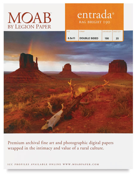 Legion Moab Entrada Digital Rag Paper - Package of 190 gsm Bright White paper shown