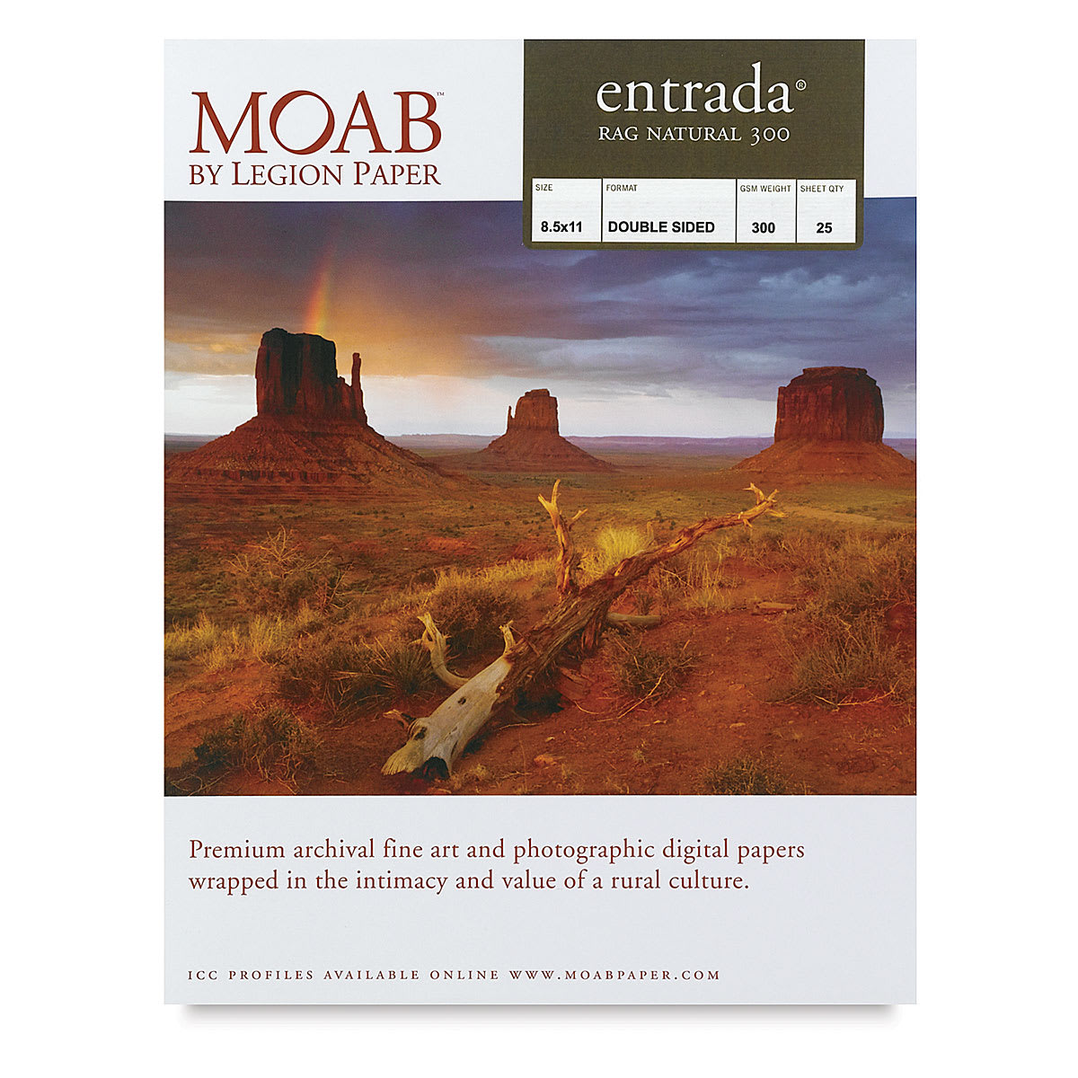 Legion Moab Entrada Digital Rag Paper - Package of 300 gsm Natural paper shown
