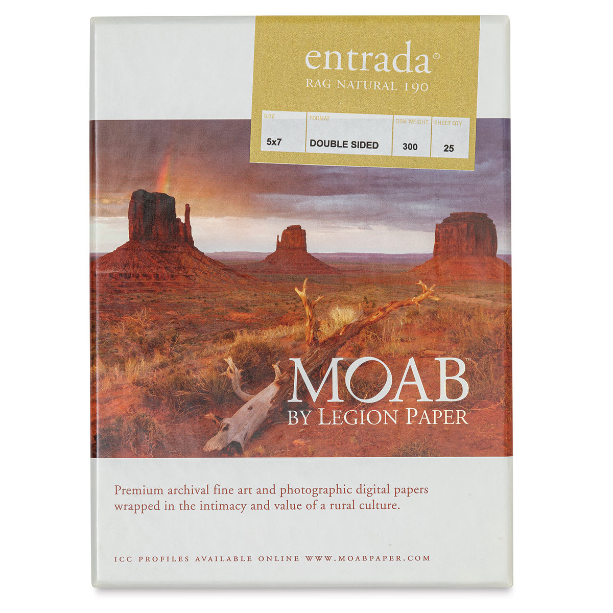 Legion Moab Entrada Digital Rag Paper - 5" x 7", Natural, 300 gsm, Pkg of 25