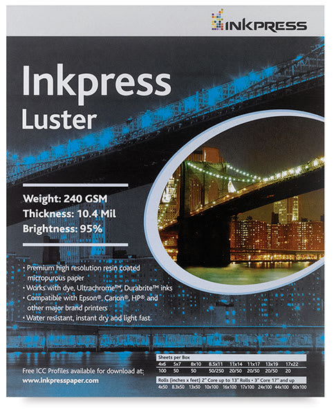 Inkpress Inkjet Paper - Front view of Luster Package
