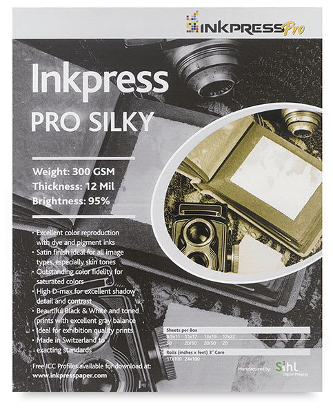 Inkpress Inkjet Paper - Front view of Pro Silky Package