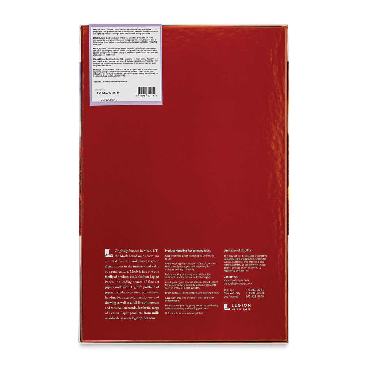 Legion Moab Lasal Exhibition Lusters - 11" x 17", White, Pkg of 50
