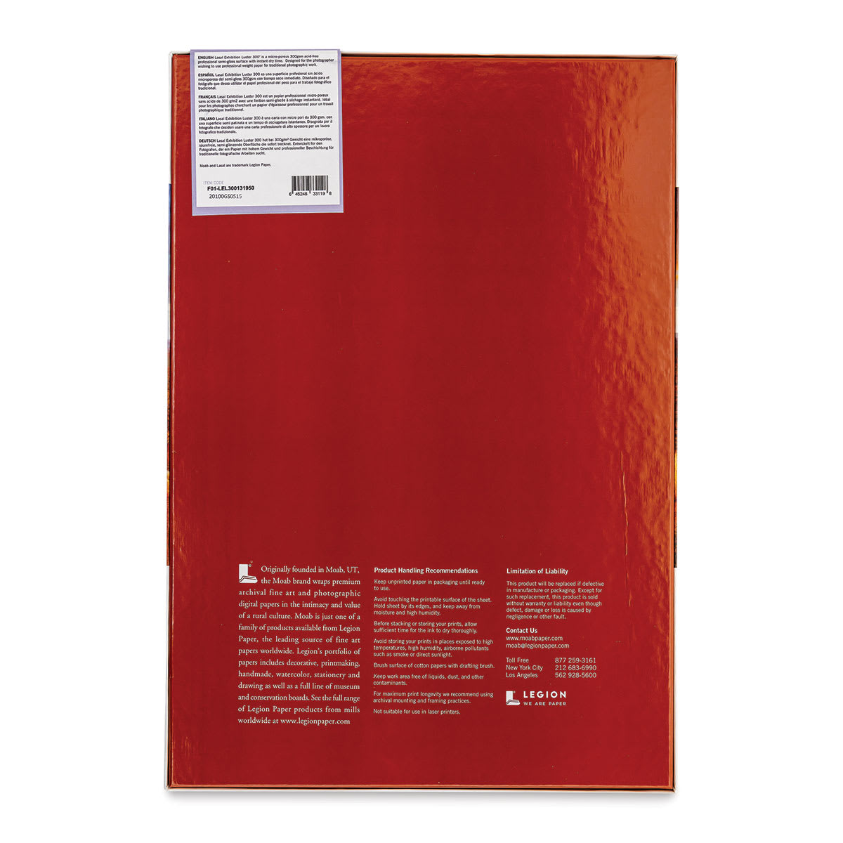 Legion Moab Lasal Exhibition Lusters - 13" x 19", White, Pkg of 50
