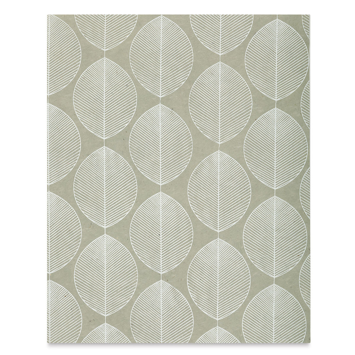 Screenprinted Beech Leaves Lotka Paper - Full sheet of White on Gray pattern