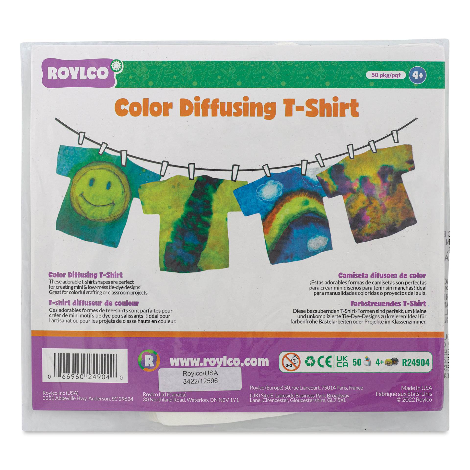 Roylco Color Diffusing Paper Pack - T-Shirts, Pkg of 50 front of packaging